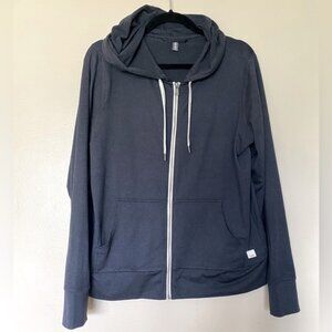 Vuori Halo Performance Hoodie Dark Gray and Black Heathered Full Zip Sz L EUC
